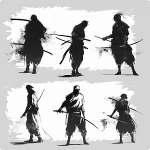 warriors silhouettes smudges